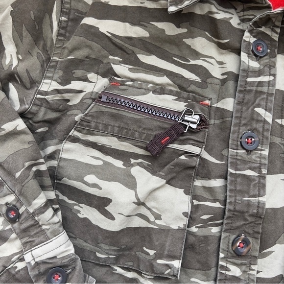 Gap Kids Boys Utility Camo Army Shacket Jacket Shirt Outerwear Cotton Size 7 - Picture 8 of 13